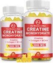 Creatine Gummy, 3g של Creatine Monohydrate לכל המשרת, סוכר חינם Creatine Monohydrate חניכיים עבור צמיחה שרירית וכוח עם 0.5g Collagen, 0.2g BCAA, 60 המשרתים, Pineapple Flavor, 2 PackP Packhydrate