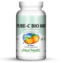 ויטמין C מורכב 600 מ"ג תוסף - מומלץ יומית Dose ויטמין C Tablet עם לימון ביופלנואידים, Calcium & Phosphorus - תמיכה בריאות החיסון - Pure-C Bio 600 - non-GMO, Vit C טבעוני 90 טבליות