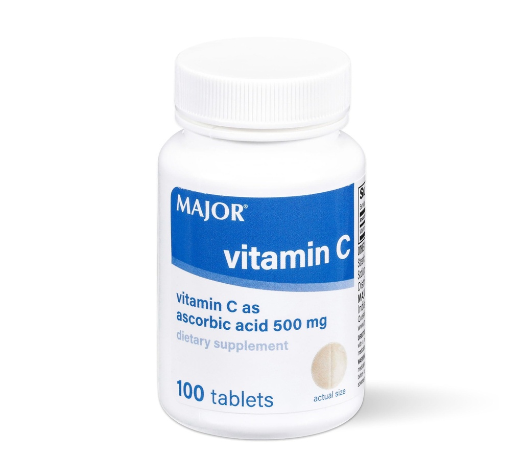 MAJOR ויטמין C-500 מ"ג Ascorbic Acid - ויטמין C Tablet - תוספי תזונה - 100 Count (1 Pack)