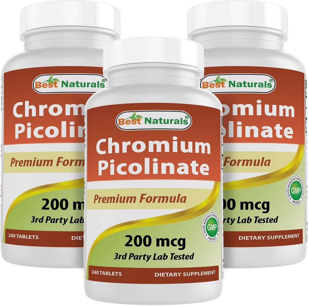 Best Naturals Chromium Picolinate 200 mcg 240 טבליות (240 Count)