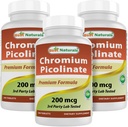 Best Naturals Chromium Picolinate 200 mcg 240 טבליות (240 Count)