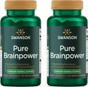 Swason Pure Brainpower Brain Health Cognitive Memory Focus Support Brain-Derived Neurotrophic Factor (BDNF) Herbal Supplement (Ginkgo Biloba, Bacopa Monnieri) 60 קפסולות Veggie (Veg Caps) (2 Pack)