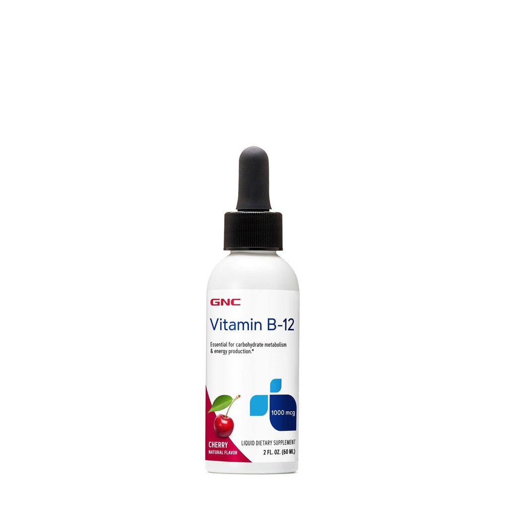 ויטמין GNC B-12 1000mcg - צ'רי, תומך בייצור אנרגיה, 60 משרתים