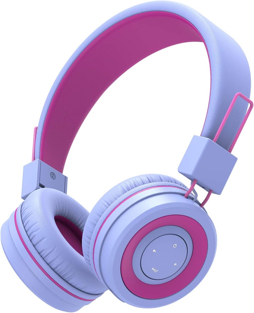 iClever BTH02 Kids Bluetooth Headphones, 93H Playtime, Foldable, מותאם Headband, Bluetooth 5.4, Kids Wireless Headphones with Microphone for IPad/Tablet / בית הספר / Travel, Purple