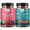 Bundle of Menopause תוספת לנשים עם Dong Quai, Vitex Chaste Brad & Black Cohosh ו- Liver תמיכה NAC עם שביל חלב, Artichoke, Choline & Beetroot עבור Detox & תיקון
