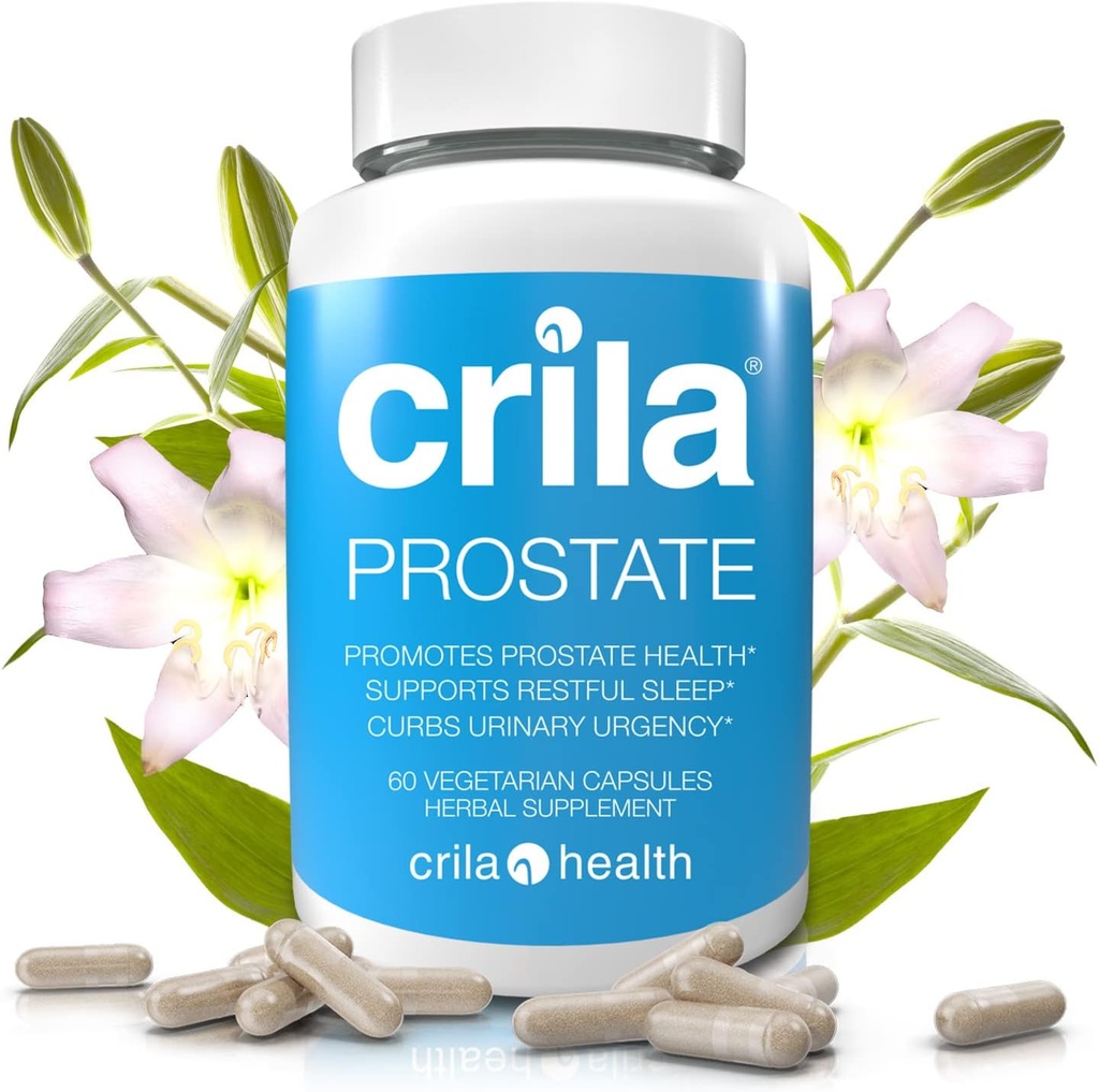 CRILA Prostate תוספים לגברים - 60 Ct. I Natural Formula for Fewer Toilet Trips* & Improved Sleep *, תמיכה ב-Prostateed Prostate with no Saw Palmetto Extract & No Side Effects