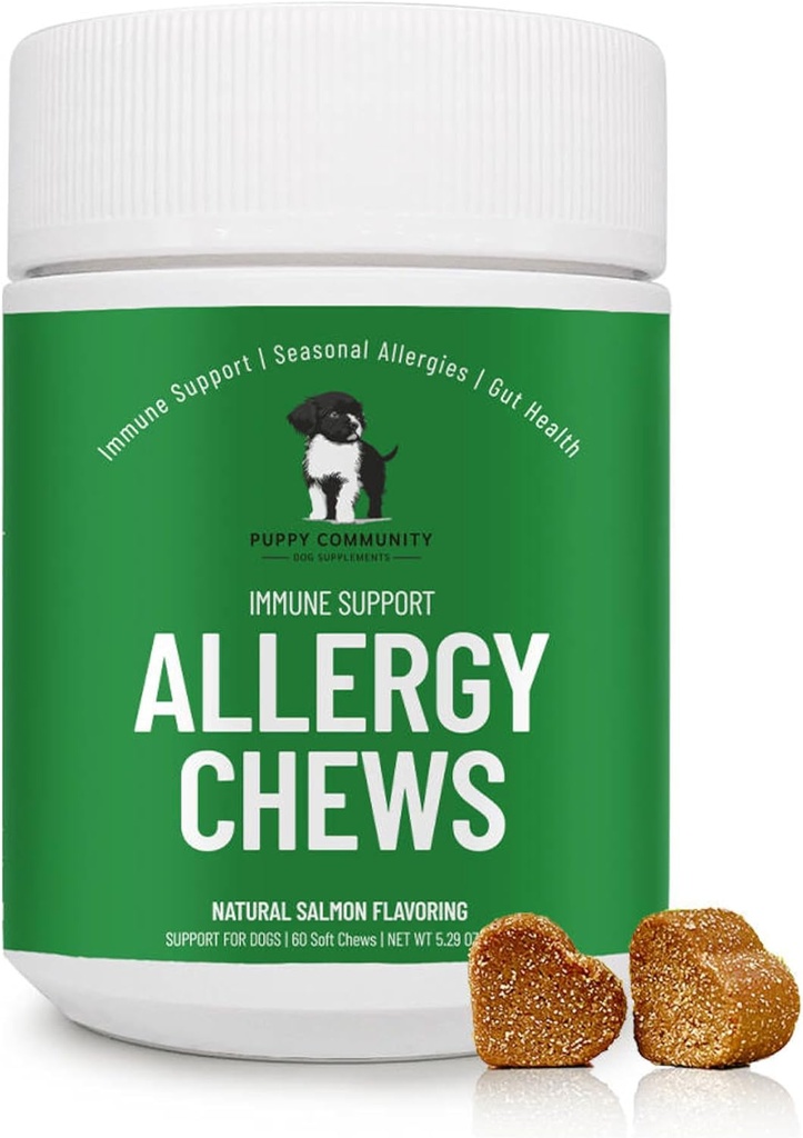Allergy Relief Chews: Soothe Itchy Dogs with Immunity Support - Allergy Chews, Probiotics for Dogs, Seasonal Allergies, Skin and Add - 60 Tasty Bites, Brown
