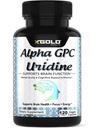 Alpha Gpc + Uridine 900mg - Powerful Nootropic עבור Boost Focus, Memory, Energy, Mood & Cognitive Performance - 120 קפסולות צמחוניות