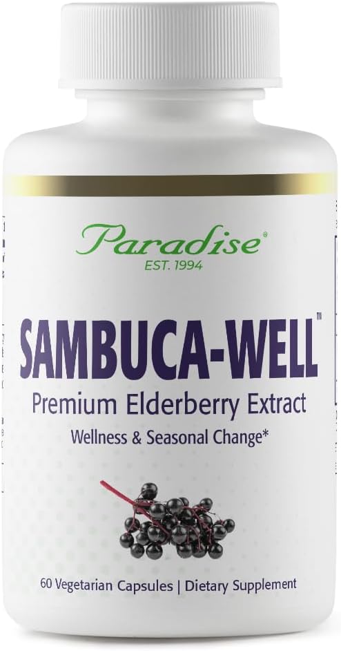 Paradise Herbs Sambuca-ובכן, Sambucas Nigra, European Elderberry 50:1 לחלץ, Super Potent, Ultra, טבעוני, non GMO, Gluten Free, 60 קפסולות צמחוניות