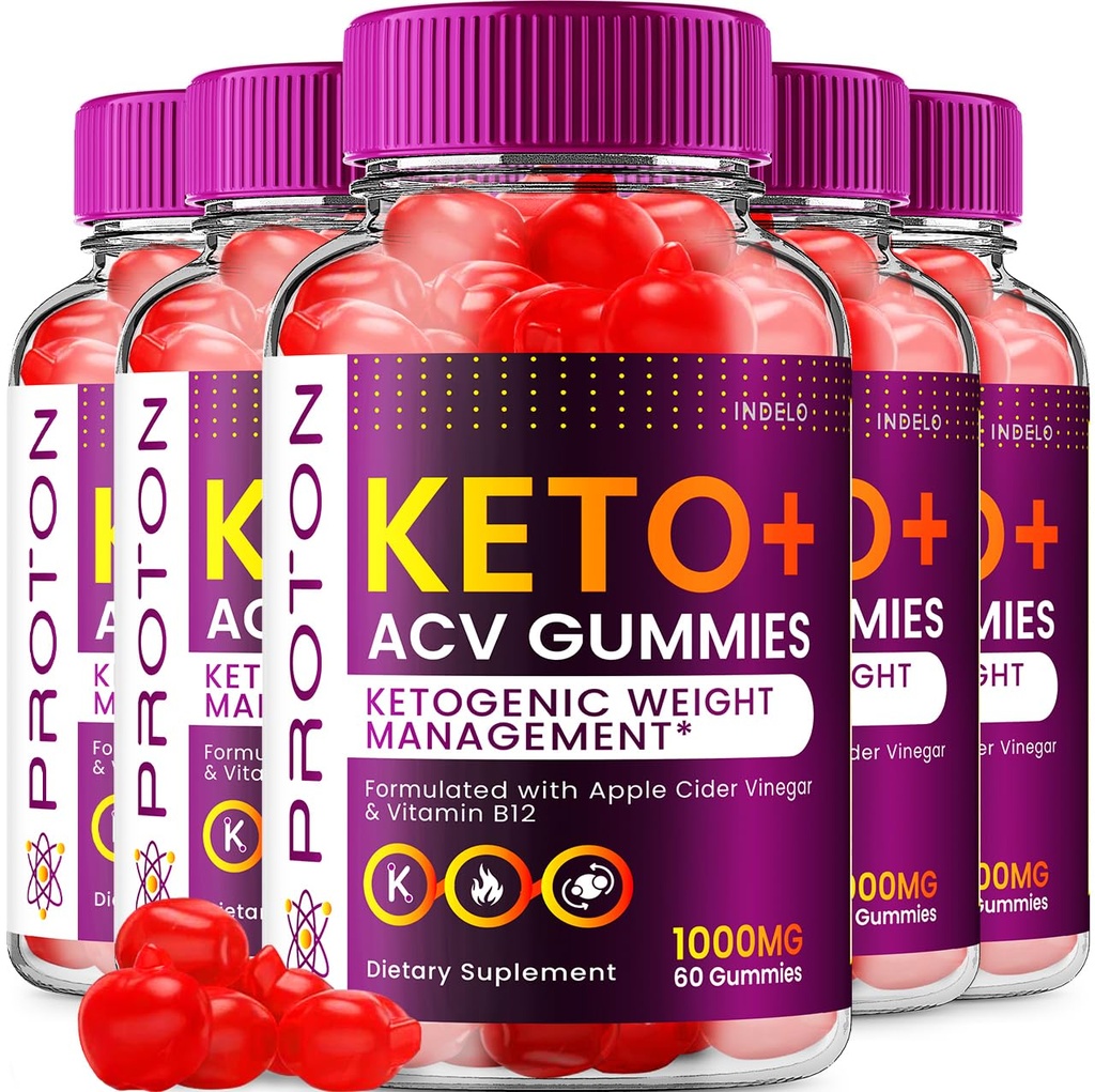 (5 Pack) Proton Keto ACV Gummies Advanced, Proton Keto + ACVmies 1000mg, חלבון Keto + ACV Apple Cider Vinegarmy Proton, Proton Keto +ACV ויטמין B12 (300 חניכיים)