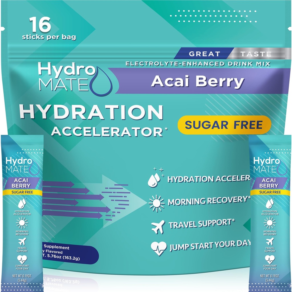 אבקת דלק ללא סוכר Packets Acai Berry HydroMATE 16 Sticks