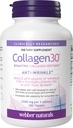 Webber Naturals Collagen30 Anti-Wrinkle, 2,500 מ"ג של Bioactive Collagen Peptides Per Serve, 180 טבליות, מסייע להפחית קמטים עמוקים, קווים יפים & Stimulates Skin Cells, non GMO, חלב וגלוטן חינם