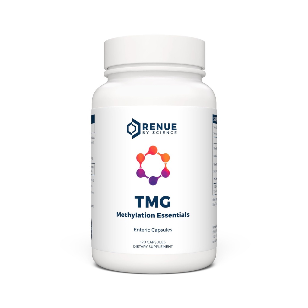 Renue by Science TMG | High Power TMG Supplements | 120 Trimethylglycine קפסולות - 900 מ"ג TMG לשרת עם ויטמין B12 B6 Folate & Zinc | Made in the USA & Third-Party Tested