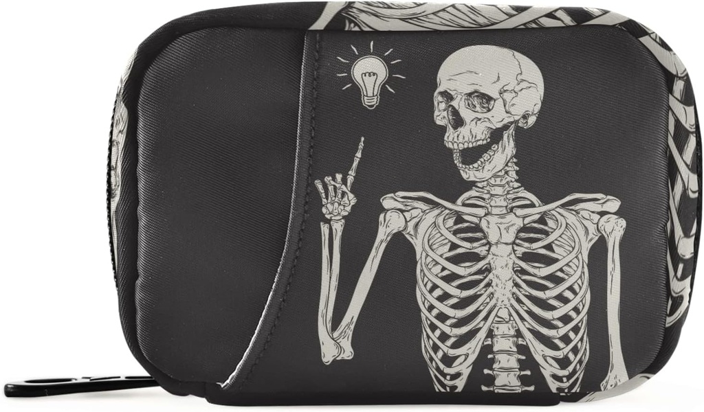 כדור הארץ Skeleton Pill Box 7 Day Pill Case Travel Pill Productionser Bag with Zipper Portable Weekly Case Size עבור ויטמין תוסף
