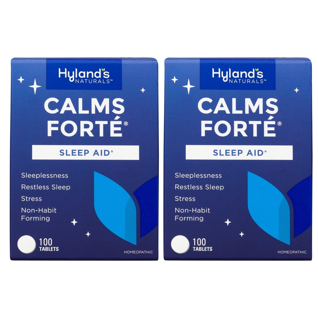 טבליות של Hyland's Calms Forte' Sleep Aids, Natural Relief of Nervous Tension and Occasional Sleepless, 100 Count (Pack of 2)