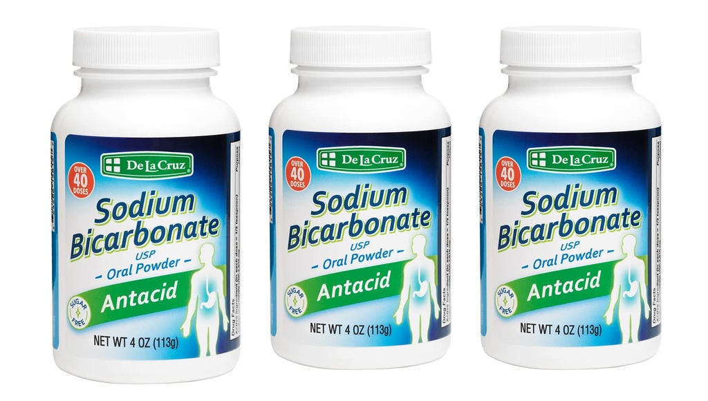 דה לה קרוז Pure Sodium Bicarbonate אבקת - Baking Soda & Baking אבקת Aluminium חינם Antacid עבור הלבבורן & Indigestion - ארוז בארה"ב - 4 OZ (3 בקבוקים)