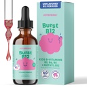JoySpring Burst B12 Drops - ויטמין B Complex for Kids (2 fl oz) B2, B6, B5 + Methylcobalamin B12 ילדים תוספת לתמיכה בצמיחה בריאה ופיתוח, טבעוני B12, ימי 2-16+