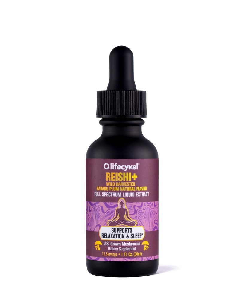 Life Cykel - Reishi Mushroom Extracts עם Wild Kakadu Plum - מזון ושינה תוספת תמיכה, ויטמין C Rich הסתגלות Mushroom טיפות - 1 Fl Oz