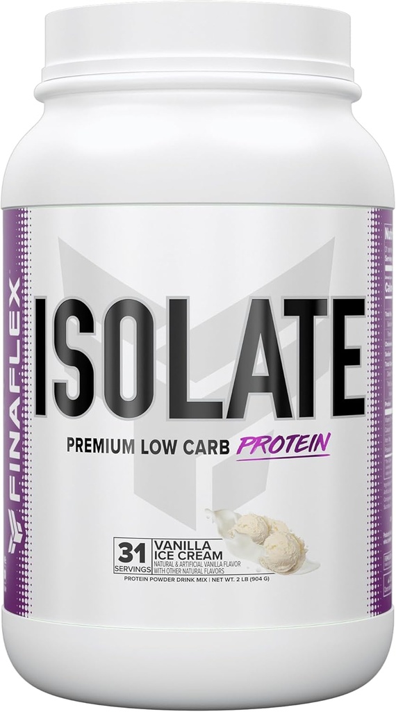 FINAFLEX Isolate, Vanilla Ice Cream - 2 lb - 25 גרמים של חלבון Iso - חלבשיקה - כמו טעם - Zero Sugar, Zero & Gluten חינם - 31 משרתים