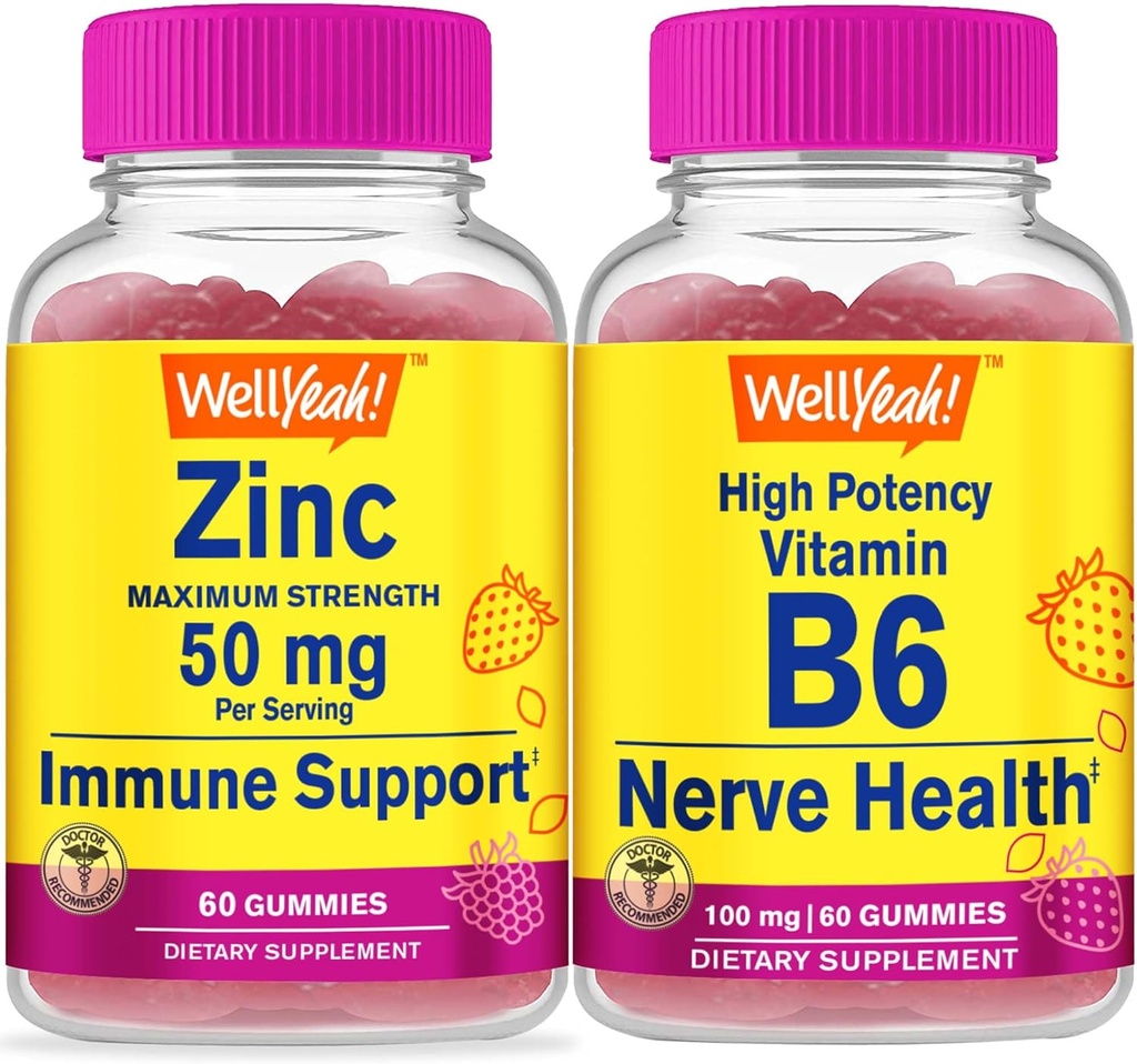 ובכן, כן, Znc + High Potency ויטמין B6, חניכיים בונדלה - גדול Tasting, ויטמין תוסף, Gluten Free, GMO Free, Chewable Gummymy