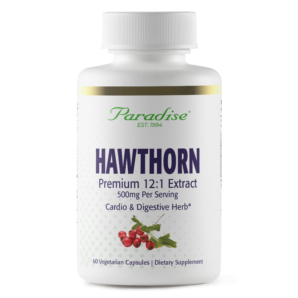 פרדיס הות'ורן ברי, Active Whole Spectrum Extract, Super Potent, Ultra Pure, Vegan, non-GMO, Gluten Free, 60 קפסולות צמחוניות