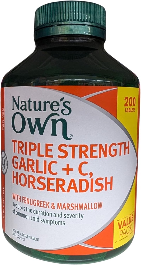 הכוח המשולש של הטבע Garlic + C, Horseradish 200 טבליות