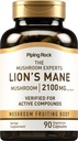 Piping Rock Lions Mane תוסף קפסולות | 2100 מ"ג | 90 Count | Mushroom Fruiting Body Extracting Men and Women | Hericium Erinaceus | Vegetarian, non-GMO, Gluten Freeten