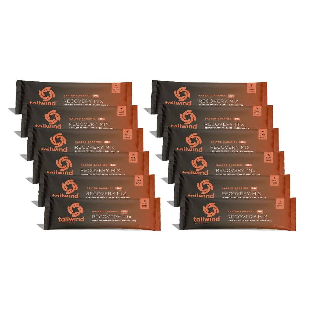Tailwind Nutrition Recovery, 20 דקדוק שלם חלבון, carbohydrates, ואבקת אלקטרוליטים לשתות לערבב עבור Post-Workout, חינם של גלוקוז, סויה, חלב, טבעוני, 12 לשרתים, סולטד קארמל