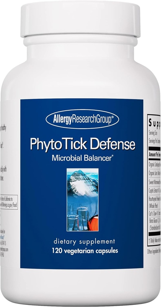 Allergy Research Group Phyto Tick Defense תוסף - מתחם Mushroom, אבקת חילוף Mushroom בקפסולות Convenient, Nootropic עם Lions Mane, Cordyceps, Beta Glucans - 120 קפסולות צמחוניות