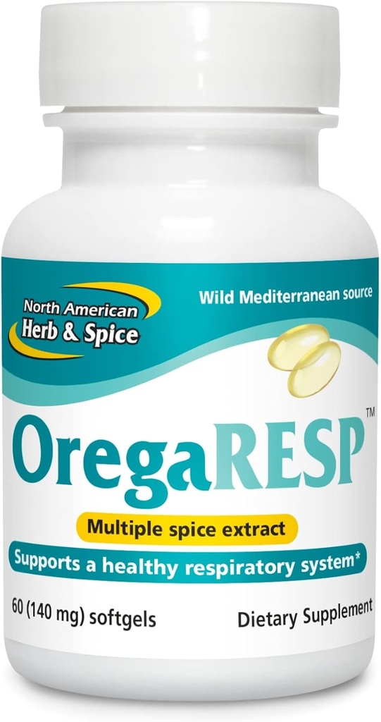 NORTH AMERICAN HERB & SPICE OregaResp P73-60 Softgels - Supports Immune & Respiratory Health - Multiple Spice Oil Complex with Oreganol P73 Oregano Oil - Non-GMO - 30 Servings