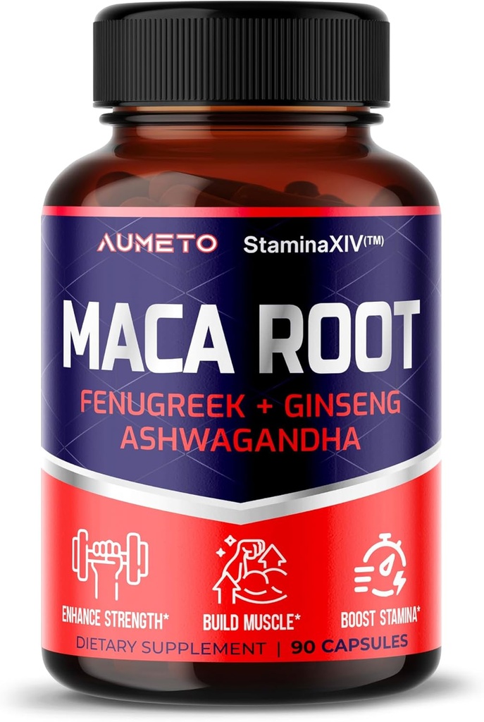 Maca Root תוסף - Advanced 12-in-1 פורמולה עם Ashwagandha, Fenugreek, Panax גינזנג עבור צמיחה שרירית, Stamina and Performance - Made in the USA (90 Count (Pack of 1))