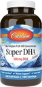 קרלסון - Super DHA Gems, 500 מ"ג DHA תוספי מזון, 640 מ"ג Fatty Acids, Wild-Caught Norwegian אומגה 3 דגים שמן תוספת, Sustainably Sourced Fish כמוסות, 180 Softgels