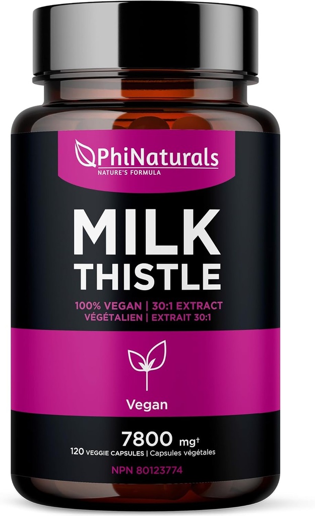 PhiNaturals Milk Thistle לחלץ קפסולות תוספת Liver Detox 260 מ"ג Silymarin 30:1 לחלץ Equivalent ל 7800 מ"ג חלב זהtle Seeds Liver Detox Silimarina