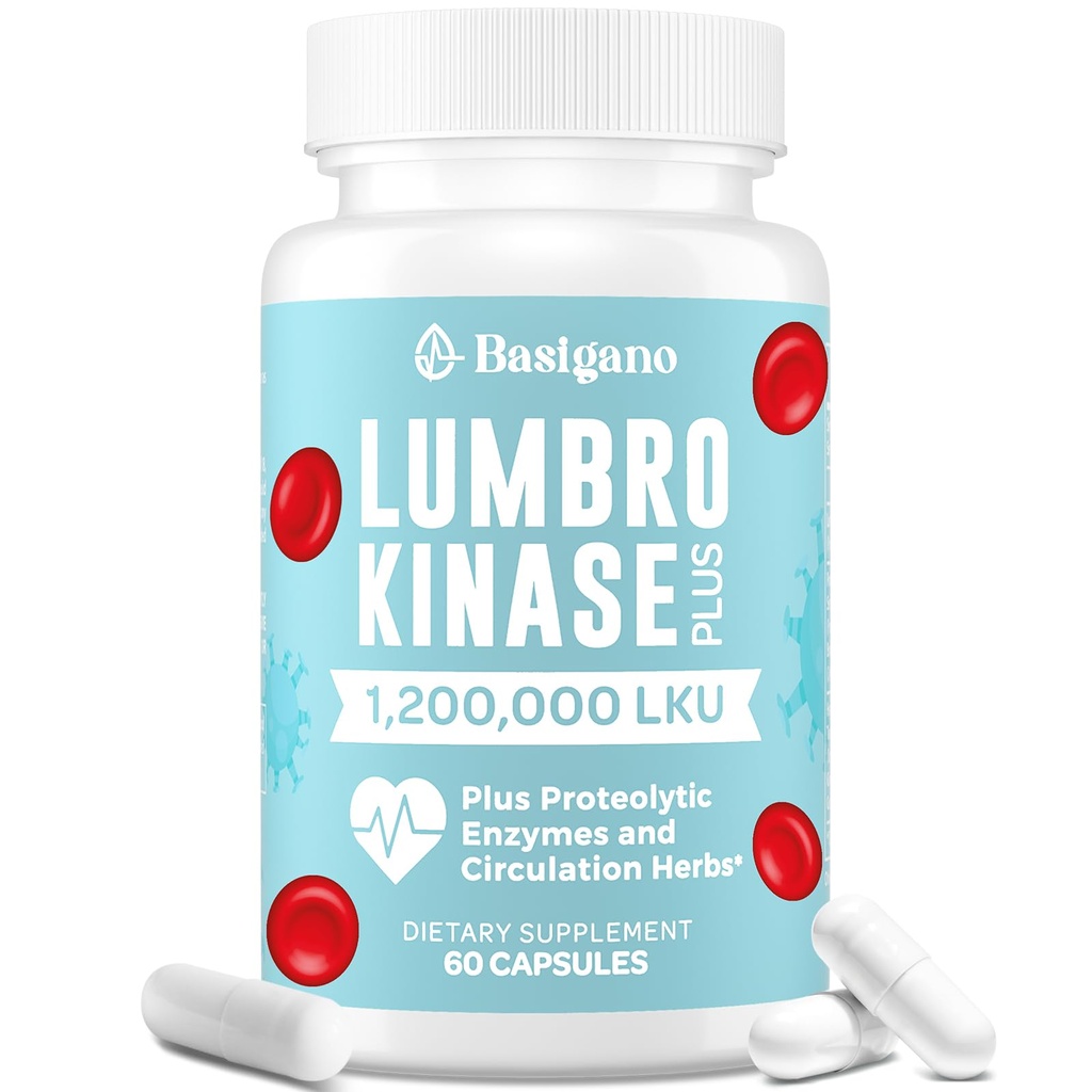 תוסף Lumbrokinase, 1.2 מיליון LKU - 120 מ"ג קפסולות, Potent Nattokinase Alternative with Proteolytic Enzymes and Herbal בלנדר