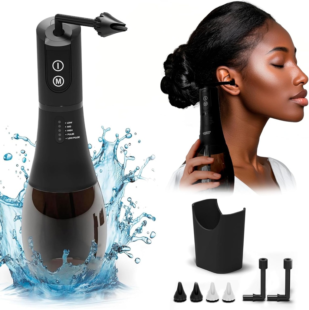האוזן Wax Removal Kit FSA HSA Eligible and Ear ניקוי Kit - 5 מצבי לחץ, Timer - Safe & Easy to Use - אוזן השקיה Kit with 4 Nozzles, Washing אגן, Cable, Storage Bag - IPX7 Earwax Removalmovalremoval