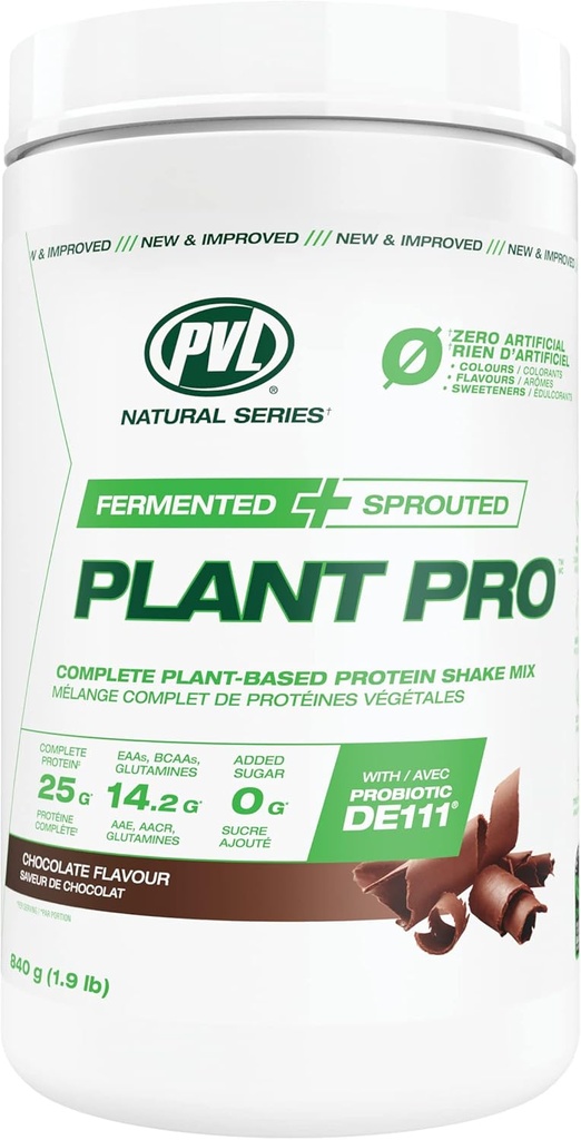 PVL Plant Pro, חלבון גבוה המבוסס על צמחי שקד עם Enzymes נוסף, שוקולד טבעי 840 גרם