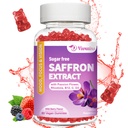 Saffron Gummies, 10 ב 1 Saffron תוספת חניכיים עם Magnesium, Ashwagandha & Rhodiola Rosea, סוכר חופשי לבן מעורב Bre Flavor - 60Cts