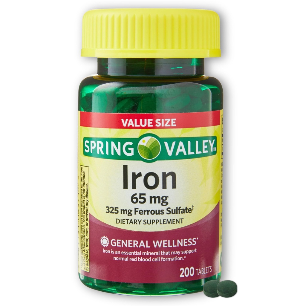 Iron 65mg Ferrous Sulfate- 200 טבליות (Pack of 1)