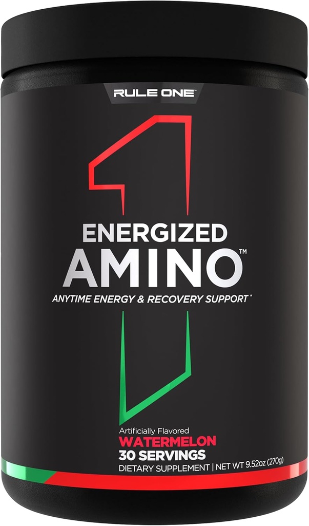 כלל 1 אנרגיהzed Amino - כל עת אנרגיה ושיקום תמיכה עם BCAAs, Glutamine, Citrulline, Beta Alanine, וקפאין של קפה ירוק & תה צץ (30 משרתים, Watermelon)