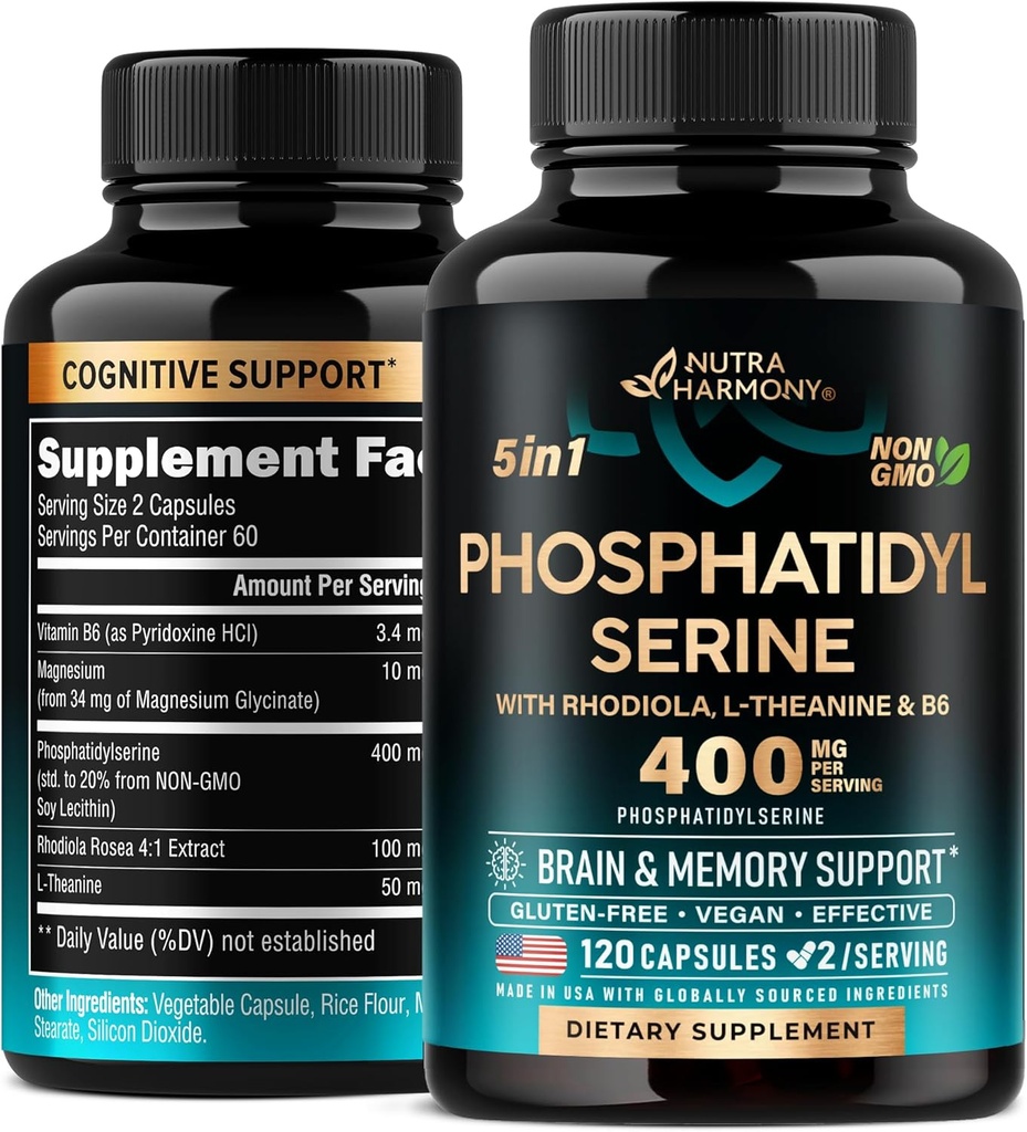 Phosphatidylserine 400 מ"ג עם L-theanine, Magnesium & ויטמין B6, Rhodiola Rosea - Brain, Memory & Focus Support - מוסמך non-GMO, באופן טבעי Derived & Bioavailable - Made in USA - 120 sulesulesulesulesulesulesulesulesulesulesulesulesulesulesulesulesulesulesulesulesulesulesulesules