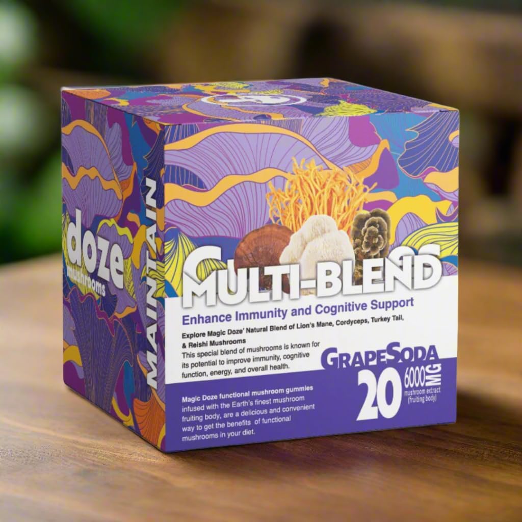 Magic DozeTM Keep: Multi-Blend Mushroom Gummies, 6000 מ"ג אריה מאן, Cordyceps, Reishi וטורקיה Tail פירותing Body, 20 חניכיים טבעוניות Per Bottle