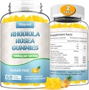 2 Pack Sugar-Free Rhodiola Rosea Gummies, Rhodiola Rosea תוספי & Cortisol Blocker for Enhanced Stamina, Mood Elevation ומוטיבציה Boost, Non-GMO, טבעוני, 120 הרוזן, ספירה, 120