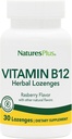 Natures Plus B12 Herbal Lozenges (Methyhydrobalamin) - 1000 mcg, 30 sublingual Lozenges - Raspberry - מקסימום Absorption Red Blood Cell Support - Energy Booster - Vegetarian, Gluten-Free - 30 משרתים