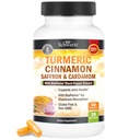 תוספת Turmeric עם Saffron, Cinnamon ו Cardamom Plus BioPerine Black Pepper לחלץ עבור Absorption Optimal, Natural Tumeric Curcumin תמיכה משותפת עבור נשים וגברים, 60 קפסולות