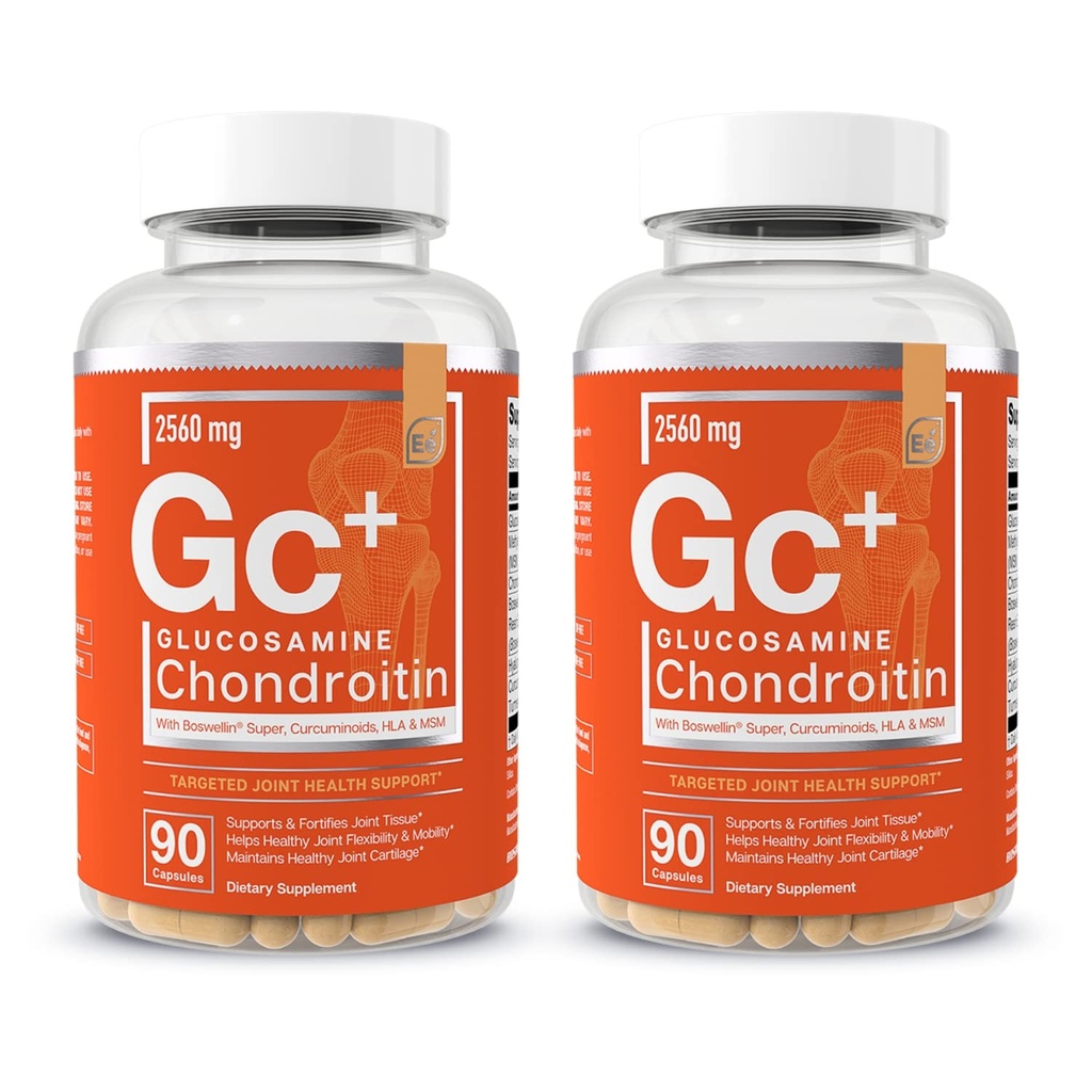 מרכיבים חיוניים Glucosamine Chondroitin MSM Boswellia Serrata Hyaluronic Acid תוספת תמיכה משותפת Antioxidant תוספת עבור גמישות - 180 קפסולות (2-Pack)