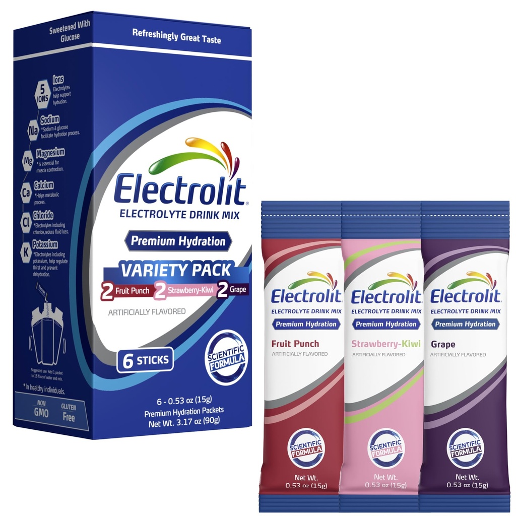 Electrolitlytes אבקת Packets, Variety 8 Pack, אבקת hydrotion Packets עבור Dehydration & Rehydration, Post Workout Flavored שתייה Mix, Gluten Free Water Enhancer Sticks