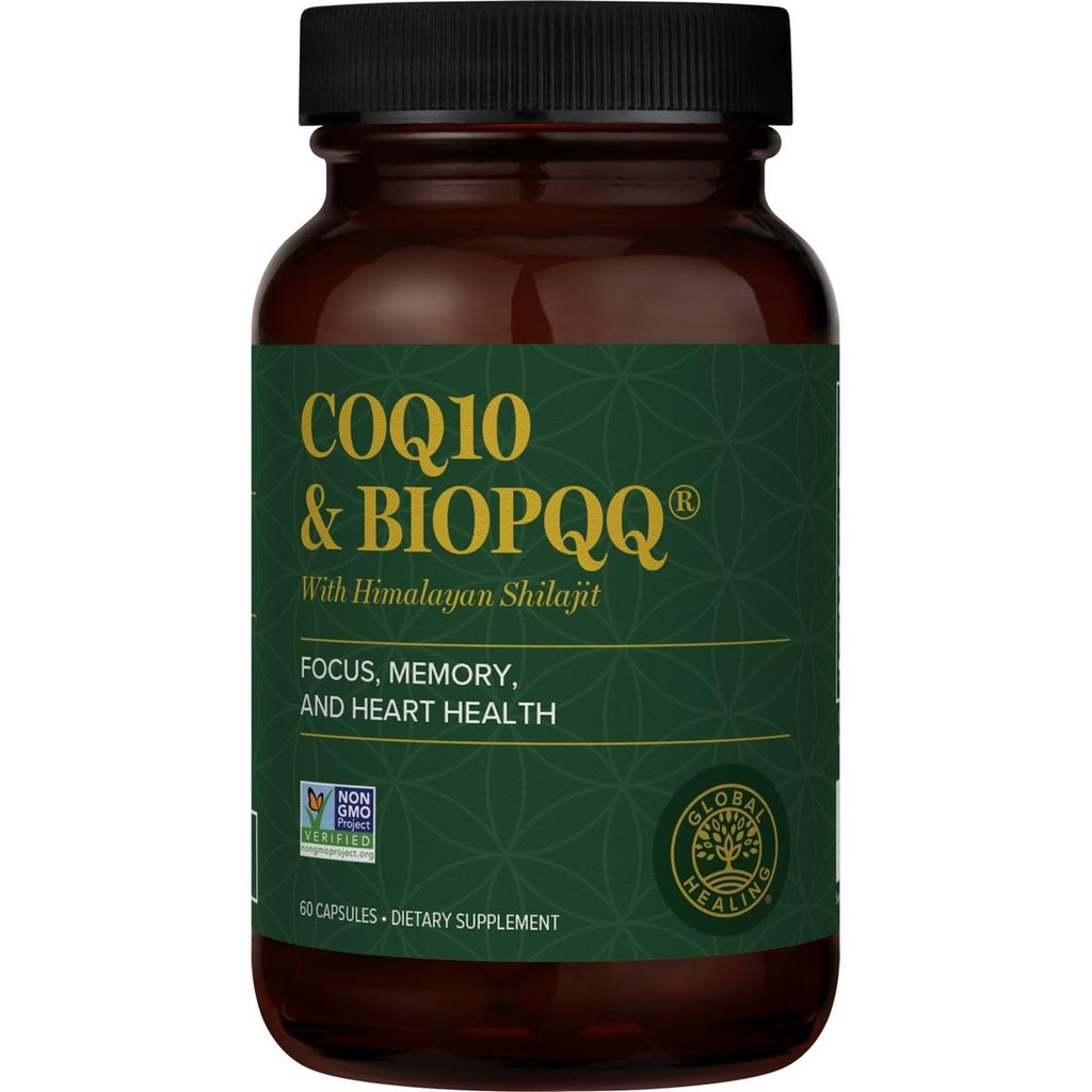 Global Healing Center CoQ10 & BioPQQ עם Pure ההימלאיה אורגני Shilajit- Antioxidant Care for Heart & Brain Health,Mitochondria Energy Optimizer for Men & Women-Coenzyme Ubiquinone 150 מ"ג, 60 קפסולות