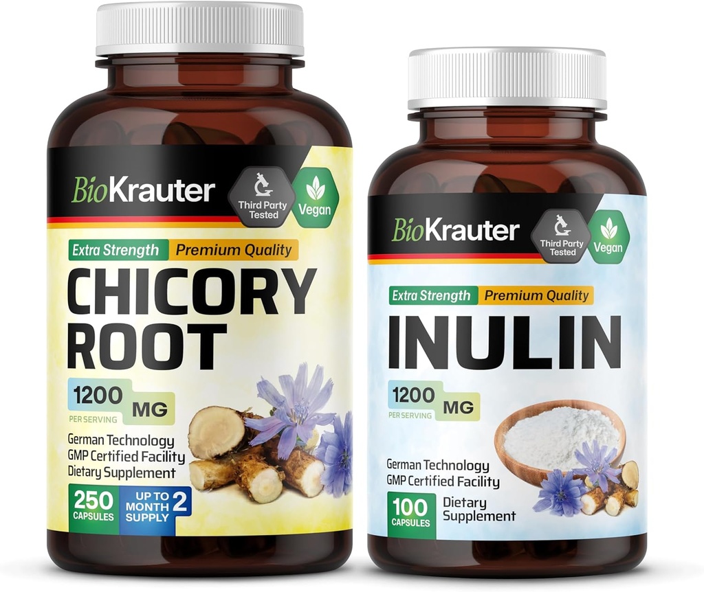 BIO KRAUTER Chicory Root 250 קפסולות & Inulin 100 קפסולות