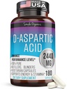 Kaibro Nutra D-Aspartic Acid תוספת עבור גברים, 2440 מ"ג D-Aspartic Acid לשרת, אנרגיה & טסטוסטרון תמיכה, Gluten-Free non-GMO, 180 קפסולות טבעוניות