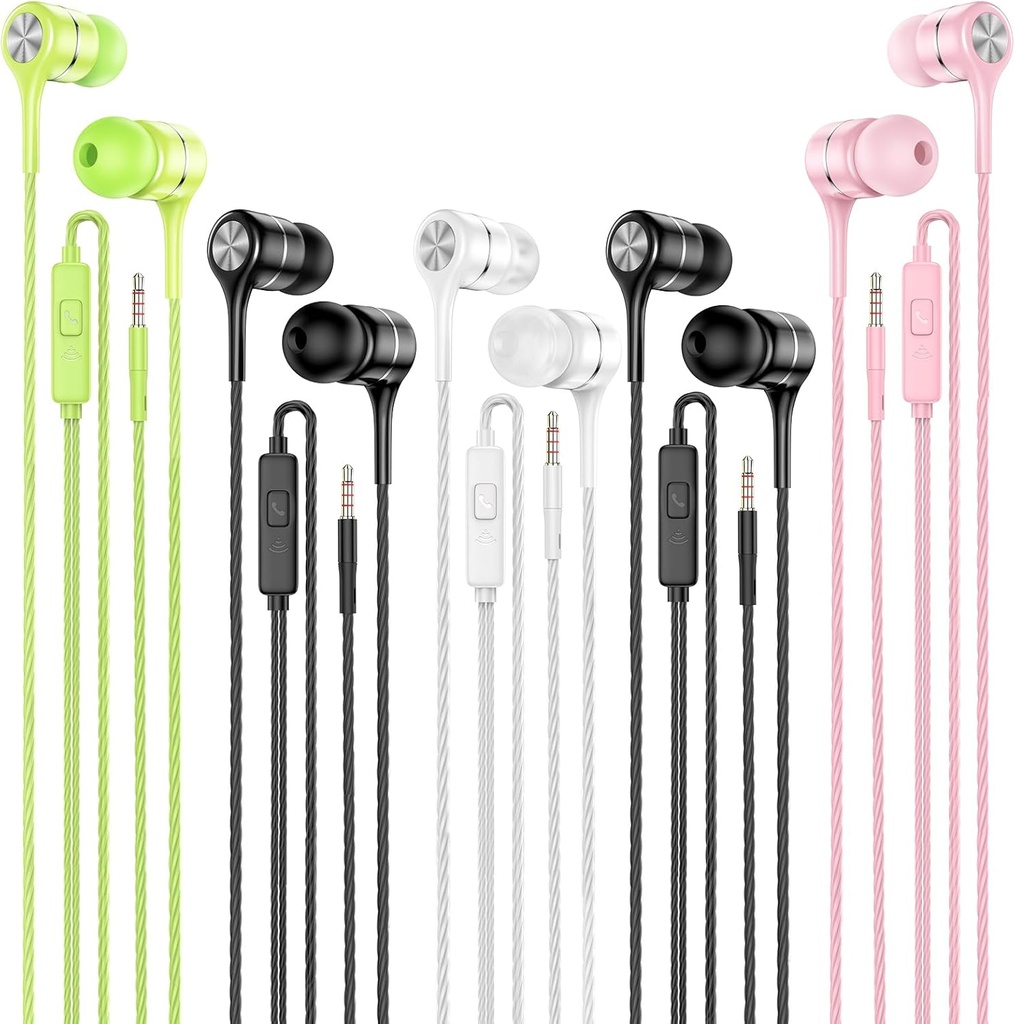 אוזניות Wired עם Microphone 5 Pack, In-Ear Headphones עם כבד בס, High Sound Quality אוזניות בולטות עם iPad, מחשב נייד, MP3, טלפונים חכמים אנדרואיד, Fits All 3.5mm התקן